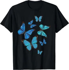 Blue Morpho Butterfly Swarm Lepidoptera Lover Entomologist T-Shirt