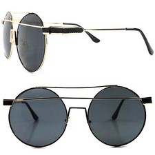 Celebrity Fashion Stylish Elegant Gold Womens Designer Inspired Round Sunglasses