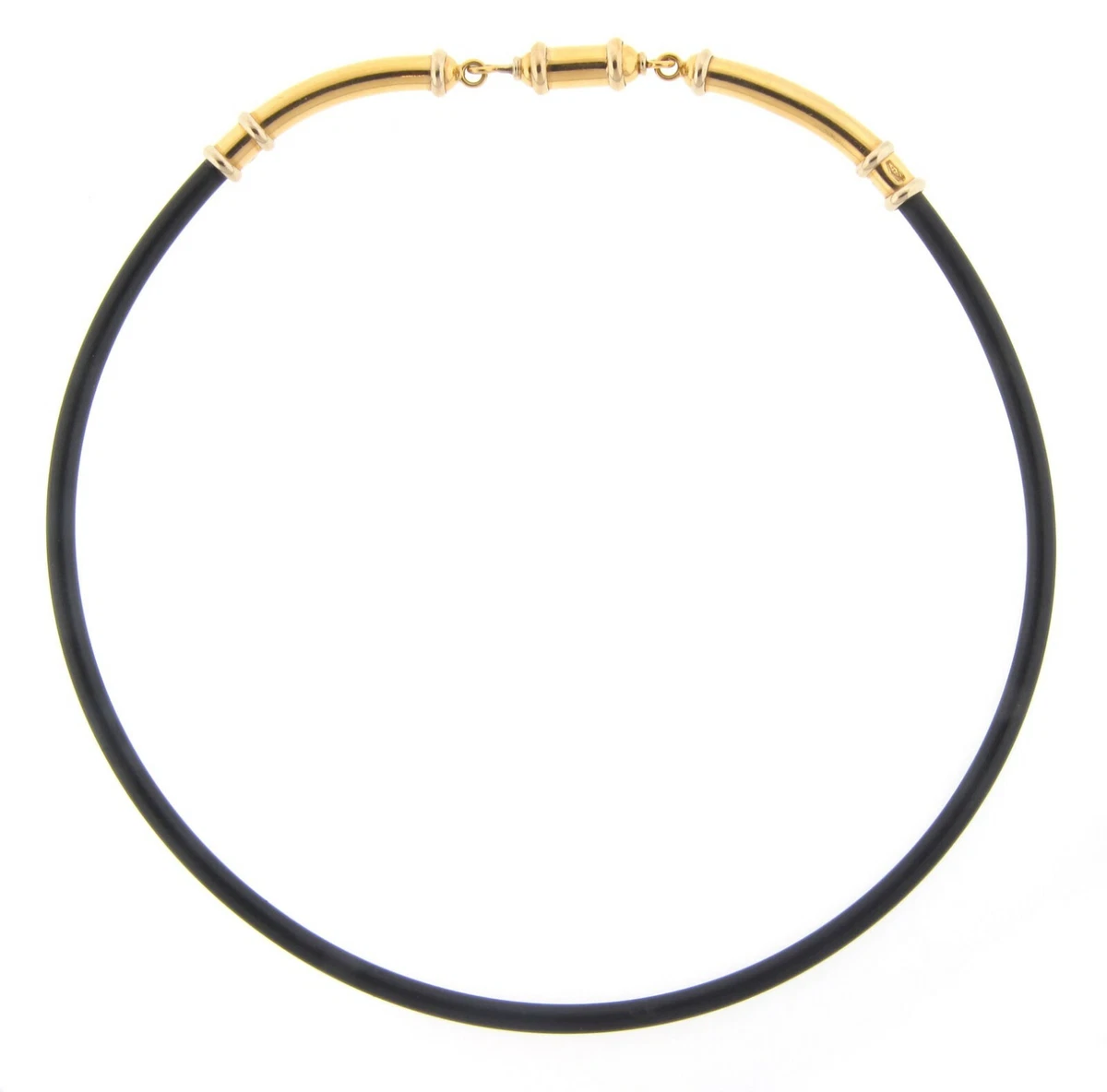 Baraka Rubber Necklace with Two Tone 18K Yellow Gold White Gold
