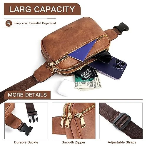 Belt Bag for Women Crossbody Bags for Women Trendy Chest Bag for Men F-Brown Belt Bag for Women Crossbody Bags for Women Trendy Chest Bag for Men F-Brown