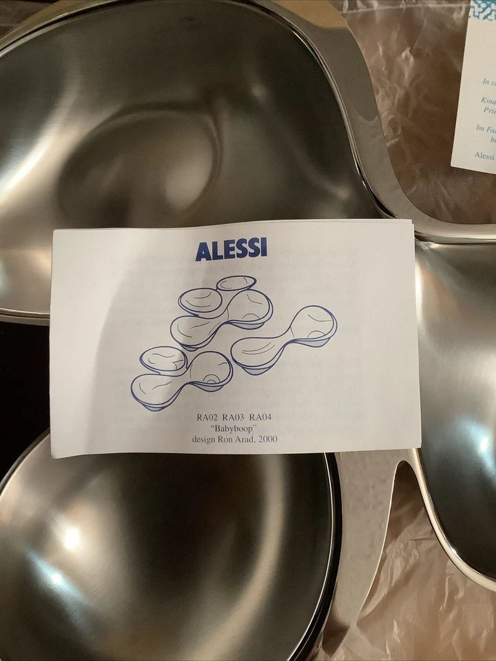 Alessi RA04 Baby boop Design Ron Arad 2000 Stainless Steel Italy 4 Part Bowl NWB - Image 4 of 4