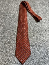 Ermenegildo Zegna 100 Silk Dark Orange Floral Geometric Men's Tie Italy VTG