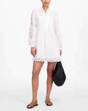 Madewell Pintucked Long Sleeve Eyelet Mini Dress White - Size M - BNWT