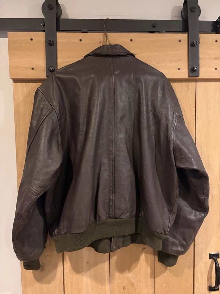 Chevy Master Technician 1989 Vintage Leather Jacket Men Dark Brown, Zip - Image 2 of 4