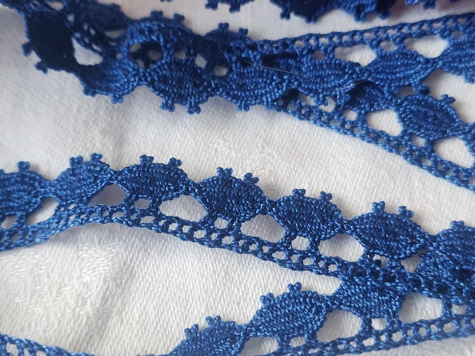 Dentelle vintage bleu DMC    coton large 3 m sur 1,5 cm A5 - Photo 3/4