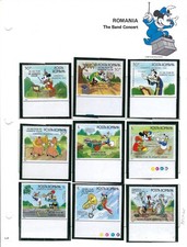 ROMANIA #3357-3365 SET OF 9 DISNEY STAMPS, MINT, NH