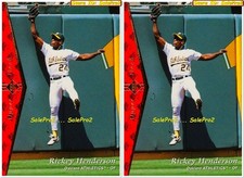 2x UD SP 1995 RICKEY HENDERSON MLB OAKLAND ATHLETICS SUPERSTAR MINT #182 LOT