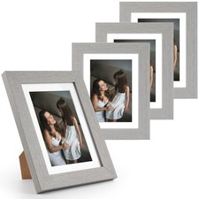 4 Pack 5x7 Grey Wood Photo Picture Frame Fits 4x6 Wall Tabletop Gallery Art