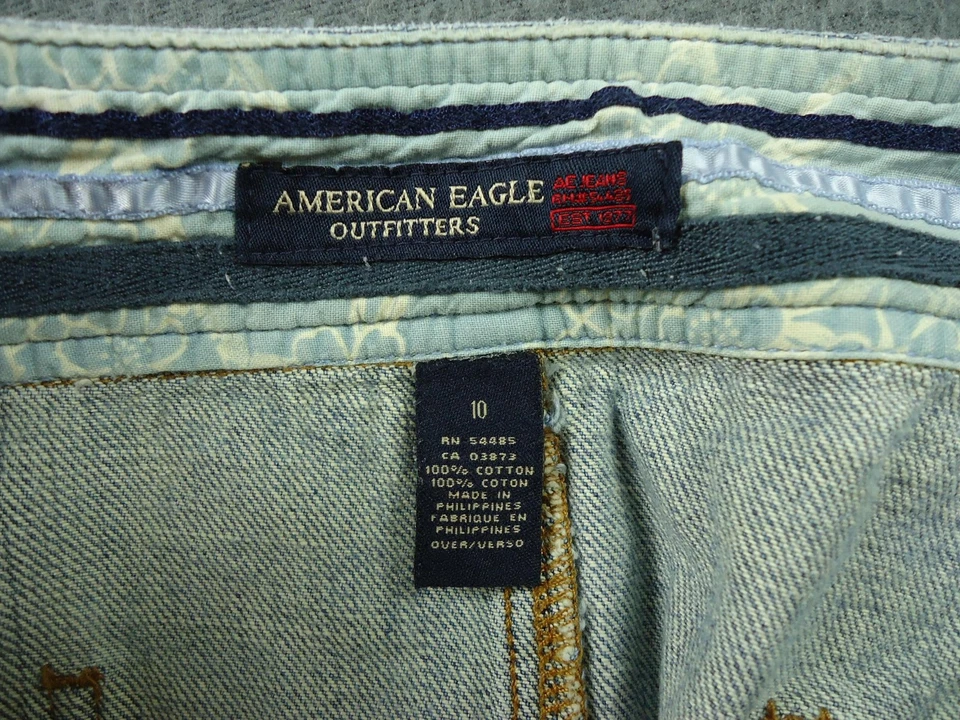 Falda American Eagle para mujer 10 denim plisada dobladillo deshilachado envejecida Y2K grunge Foto 2 de 4