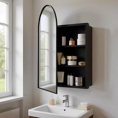  Wall Mounted Arched Bathroom Mirror Storage Cabinet Medicine Cabinet Recessed  