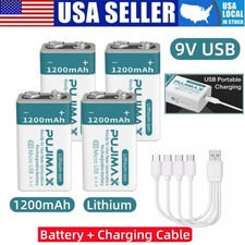 9V 9 Volt Li-ion USB Rechargeable 1200MAH Lithium Ion Battery Pack Lot