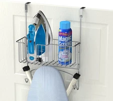 Over-The-Door/Wall-Mount Ironing Board Holder, Chrome