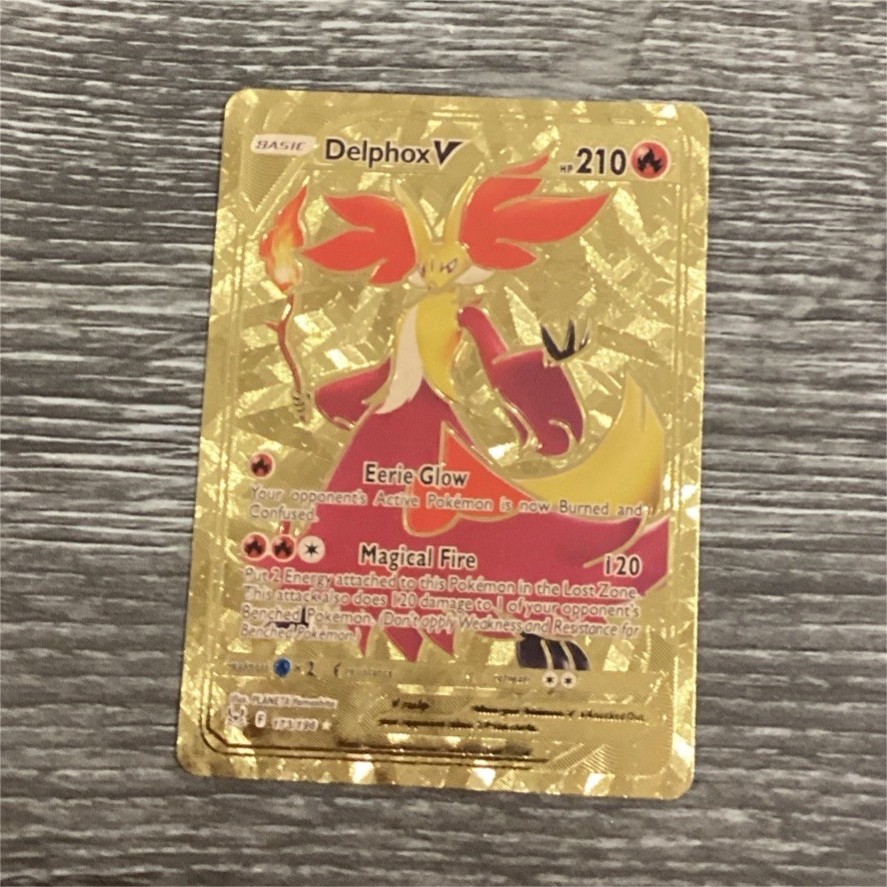 Pokémon Delphox V Gold Metal Full Art Foil Card Fire Type 210 HP