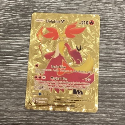 Pokémon Delphox V Gold Metal Full Art Foil Card Fire Type 210 HP