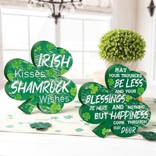 2 Pcs St. Patrick's Day Decorations Shamrock Ornaments Irish Themed 5.91x5.78...