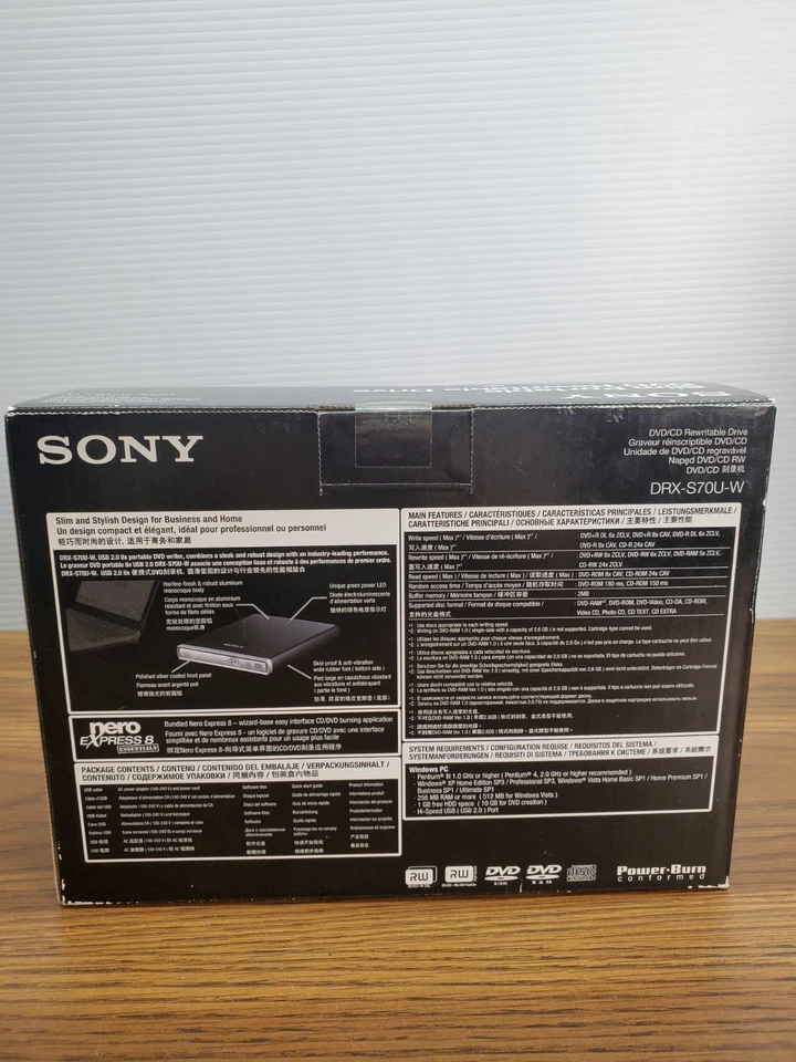 New SLIM SONY Portable DVDRW CDRW Rewritable Drive DRX-S70U-W - Image 4 of 4