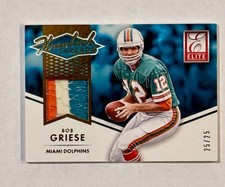 Bob Griese 2015 Elite Throwback Threads 3 color game used jersey patch Dolphins