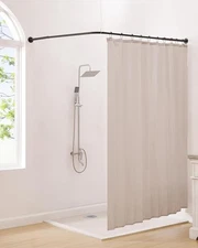 Adjustable L-Shaped Corner Shower Curtain Rod – Matte Black, 39”-68.5”x55”-84.2”