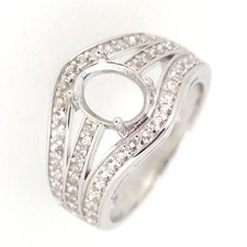 Sterling Silver Semi Mount Ring Setting Oval 9x7mm White Topaz Ring