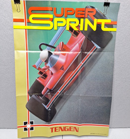 Super Sprint Tengen Nintendo NES Atari 1986 Fold Out Poster 14.25"x 19.5"