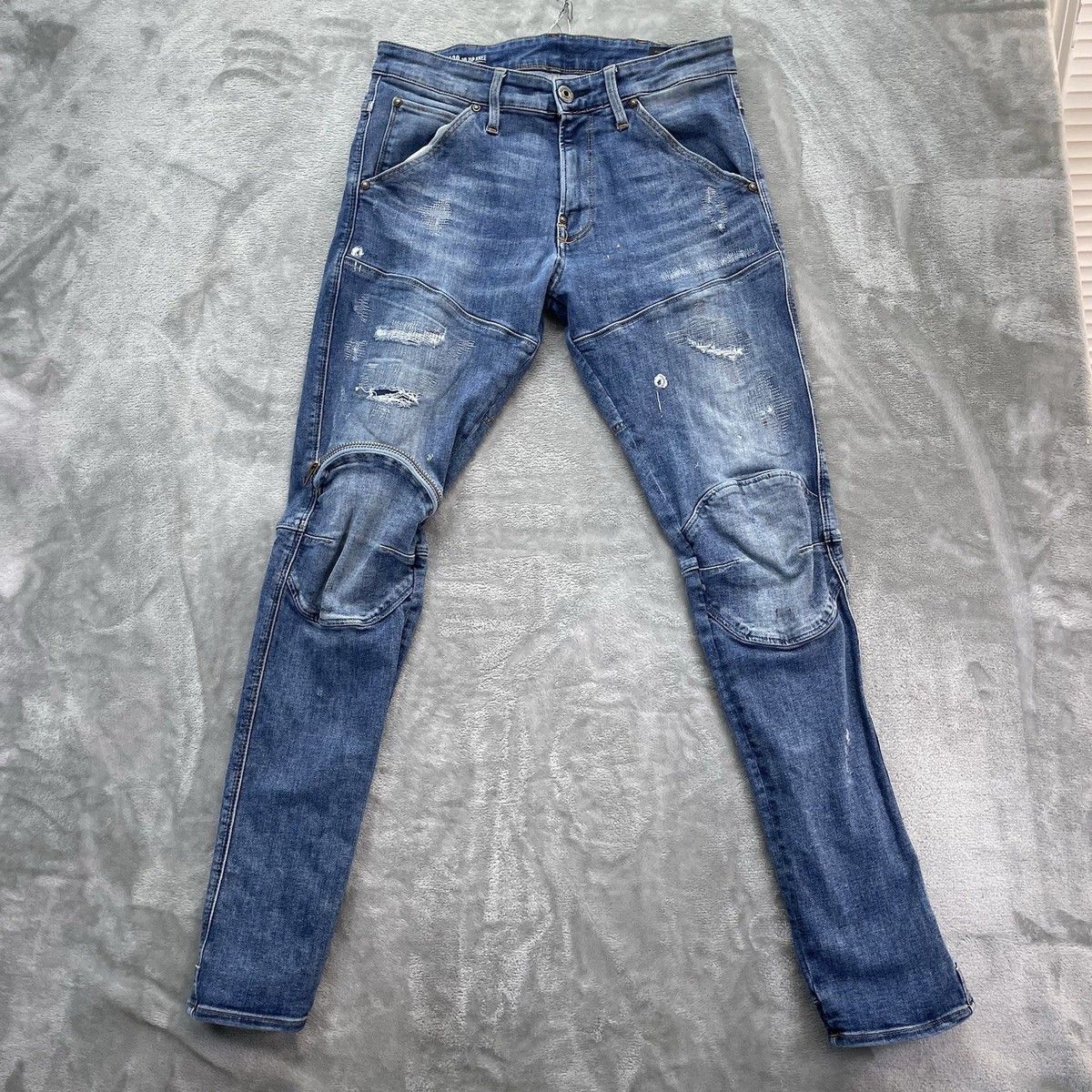 G-Star Raw Jeans Men's Size 31x32 5620 3D zip knee skinny paint