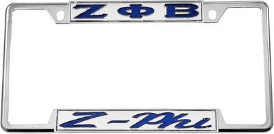 Zeta Phi/&Phi; Beta Z-Phi License Plate Frame [Decal Visible Frame - Silver/B...