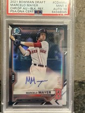 2021 Bowman Draft Marcelo Mayer Auto Black Refractor /75 PSA Mint 9 Auto 10
