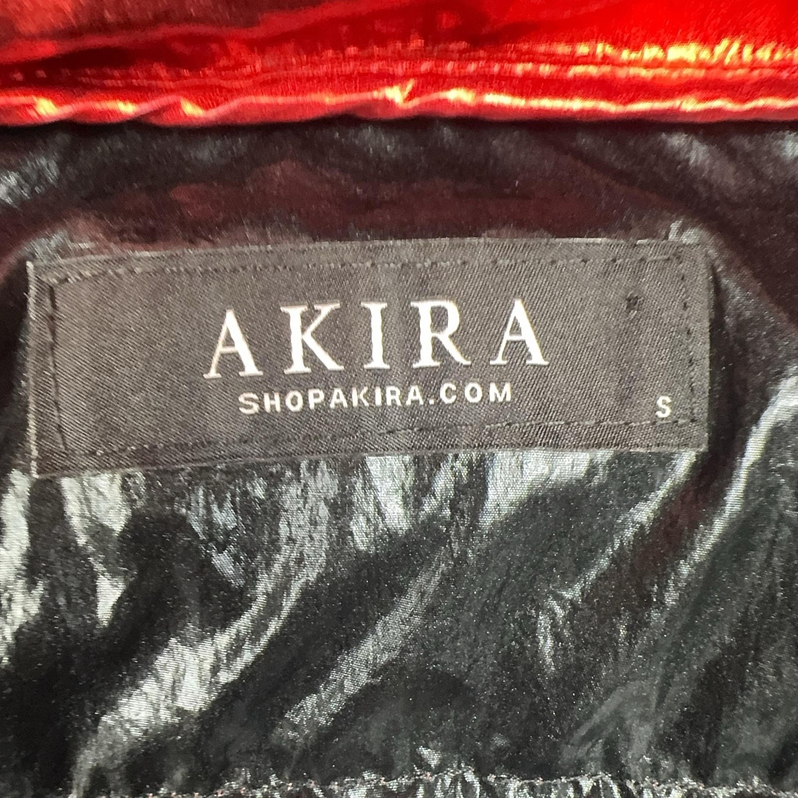 Akira Jacket Womens Small Red Metallic Faux Fur Hoode… - Gem