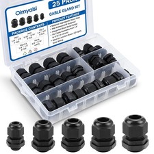 25 Pack Cable Gland Kit   IP68 Waterproof Nylon Cord Grip Connectors PG7 To PG16