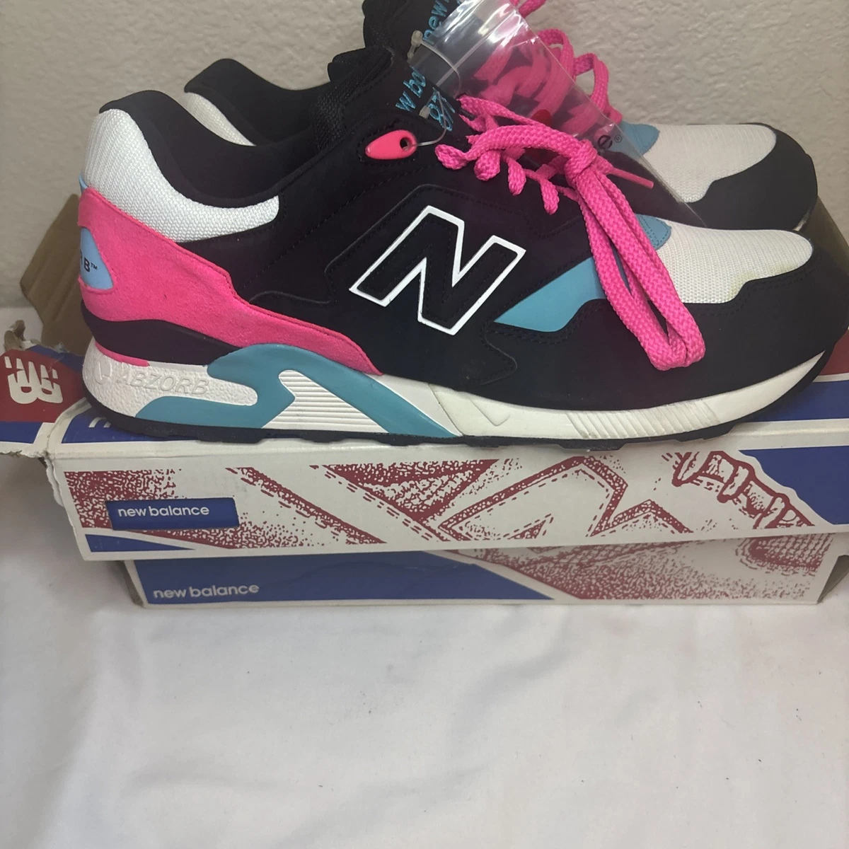 Size 12-‎ New Balance 878 Abzorb pink/aqua/White New Balance 878 Wide NB Pink White Kids Preschool Casual  main image 4
