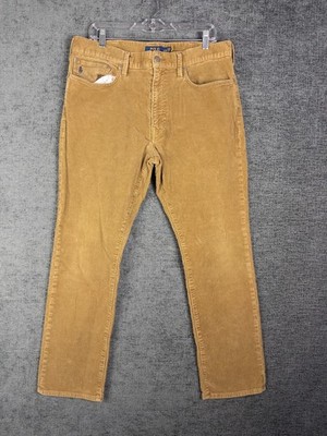 Polo Ralph Lauren Varick Slim Straight Corduroy Pants Mens 36X30 Brown Casual