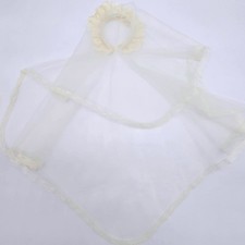 Vintage Christening Baptism Veil Lace Trim Headband Flower Accents Baby Girl