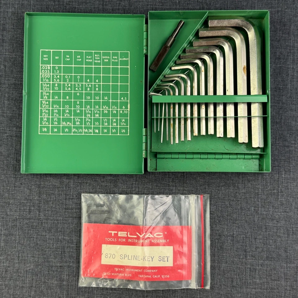 Juego de llaves hexagonales Allen Head Nº 668 vintage con estuche metálico completo + extras 27 piezas Foto 4 de 4