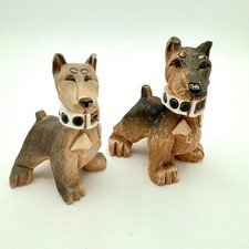 2 Artesania Rinconada Doberman Dogs Figurine Stoneware Pottery Vintage 80s 4.5"