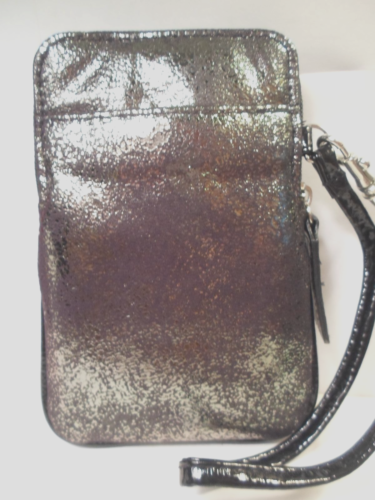 NEW Black Shiny Meta Wristlet Wallet Bag Universal Phone Case BlackBerry ATT LG  - Picture 1 of 5