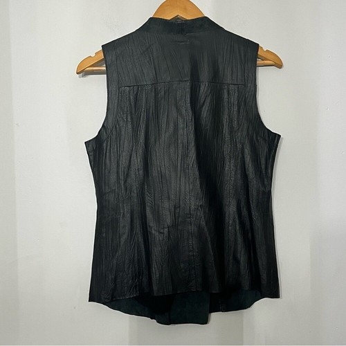 My Tribe Leather Vest Drape Collar Shawl Womens M Black Biker Gorpcore - Picture 4 of 9