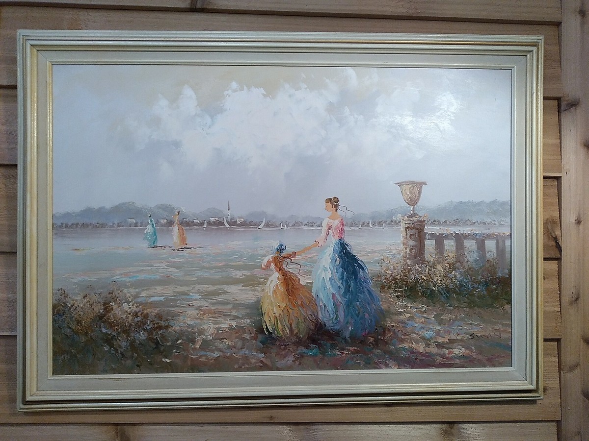 Vintage Oil Painting On Canvas By SWAN 41