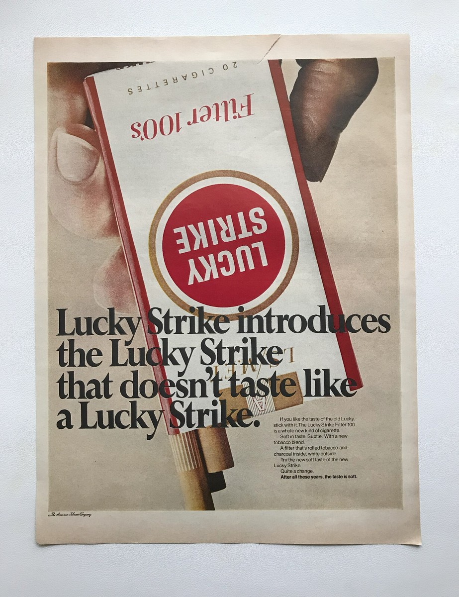 1967 Lucky Strike Filter 100s Cigarettes, Jell-O Banana Cream Vintage Print  Ads
