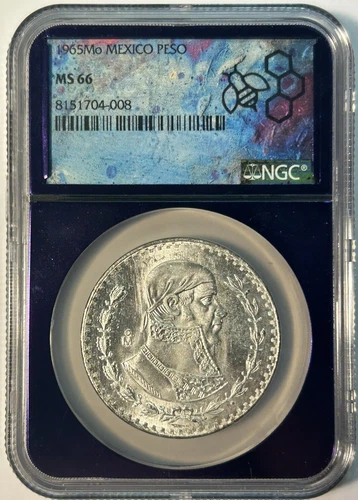 1965 Mexico Silver Peso - NGC MS66 Purple Core