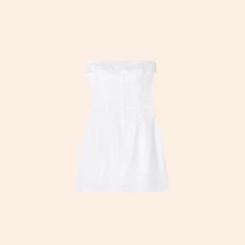 NWT $218 Reformation Madilyn Linen Dress White Mini Strapless Foldover 8