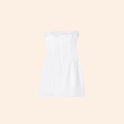 NWT $218 Reformation Madilyn Linen Dress White Mini Strapless Foldover 8 |  eBay