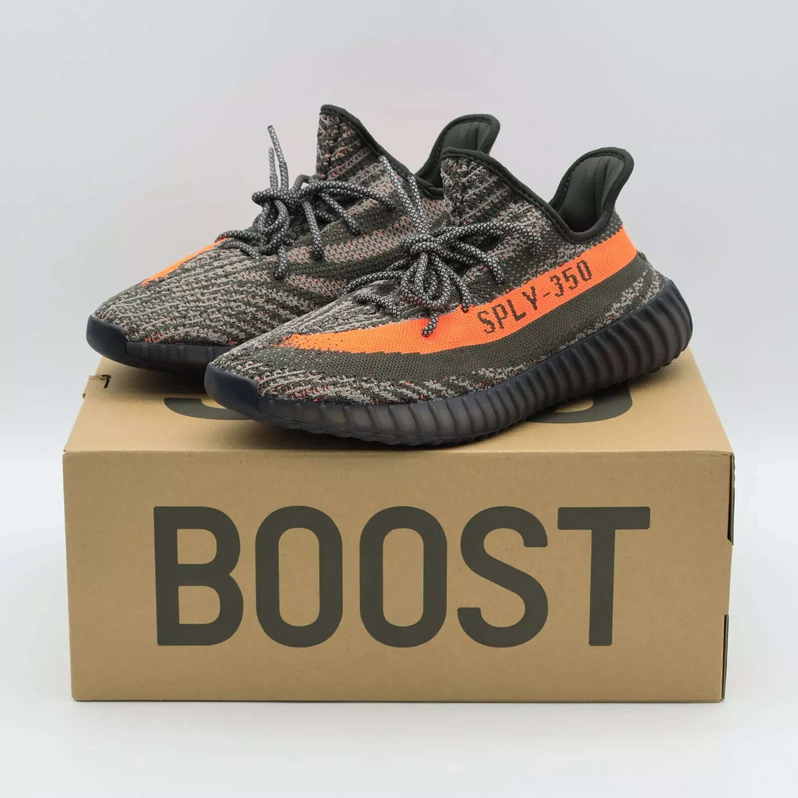 Size 8.5 - adidas Yeezy Boost 350 V2 Carbon Beluga / Steeple Gray / Solar Red