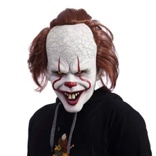 Scary Clown IT Pennywise Full Mask EvilRed Eyes Horror Cosplay Halloween Mask US