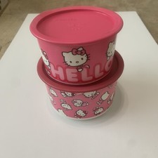 Tupperware Hello Kitty Cannisters with Lids ￼Sanrio 7694A & 7695A  Pink *Read *
