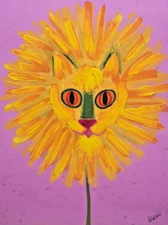 DANDY LION DANDELION Rosalind Welcher signed original art c60s-70s Panda Prints