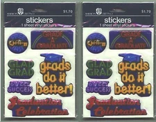 VINTAGE Neon Light Look PUFFY Stickers Graduation 2 New Packs American Greetings