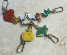 Disney Princesses Metal Charm Key Chain Belle Cinderella Ariel Sleeping Beauty