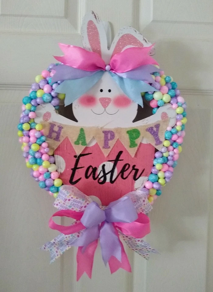 Corona de Pascua hecha a mano de 12". Foto 2 de 4