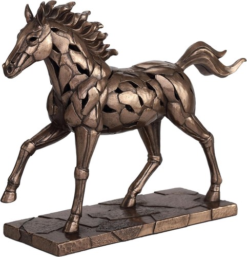 Figurina scultura leggera illuminazione cavallo al galoppo design 8 7/8 pollici - Foto 2 di 7