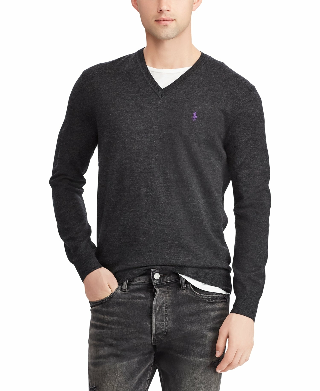 Ralph Lauren Menu0026#039;s Big u0026amp; Tall Washable Merino Wool Sweater Gray |  eBay